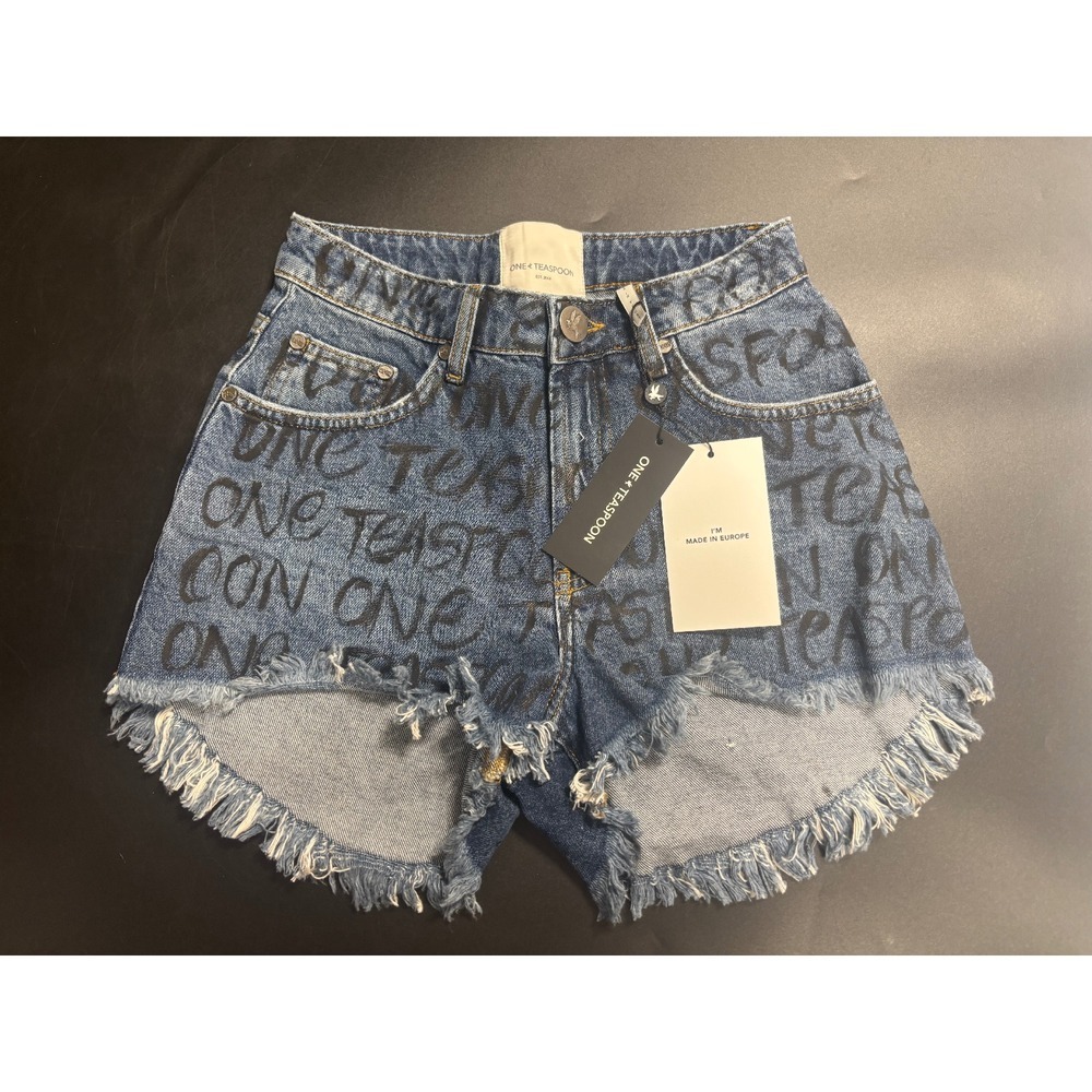 One Teaspoon NWT Bonitas High Waist Denim Shorts Rosewood in Size 26 MSRP $150